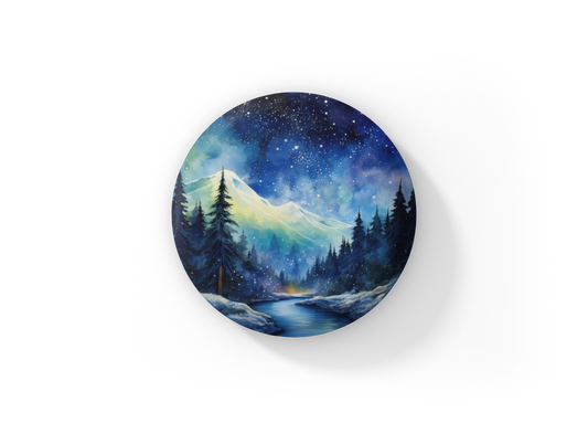 Night Forest 5 Pin Back Button, Magnet