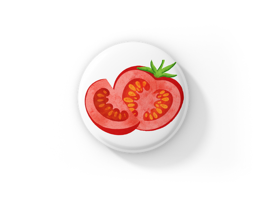 Tomato Pin Back Button, Magnet