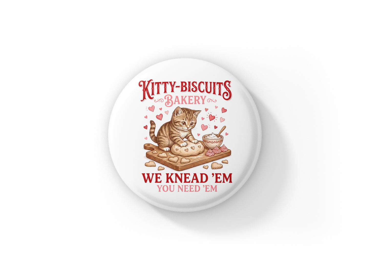 Kitty Biscuits Bakery Pin Back Button, Magnet