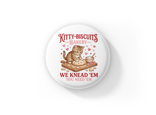 Kitty Biscuits Bakery Pin Back Button, Magnet