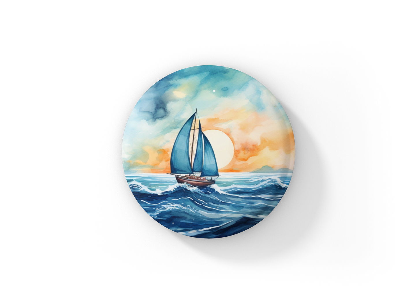 Sail Boat 7 Pin Back Button, Magnet