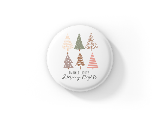 Twinkle Lights & Merry Nights Pin Back Button, Magnet