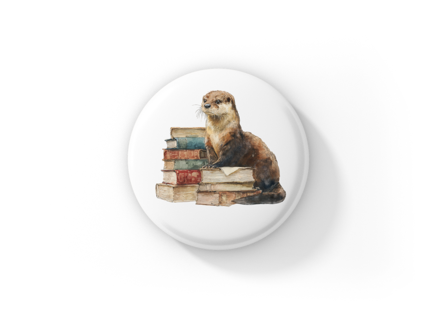 Otter Book 3 Pin Back Button, Magnet