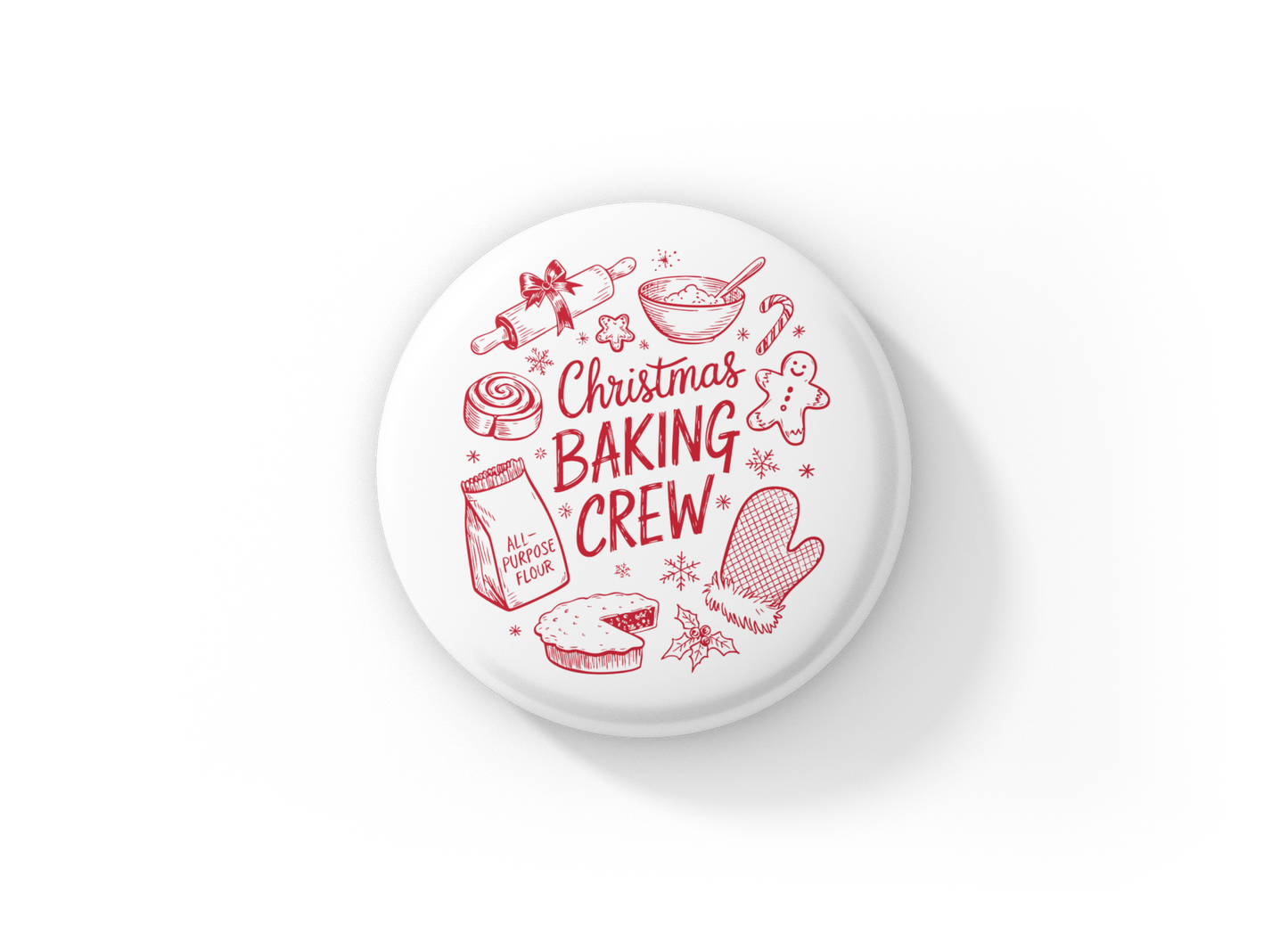 Christmas Baking Crew Pin Pin Back Button, Magnet