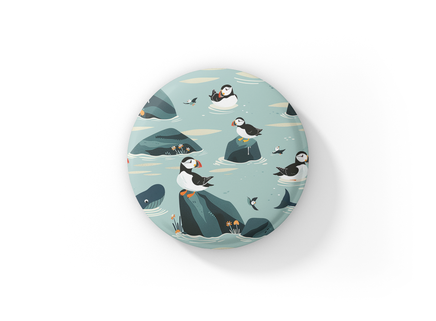 Puffin 2 Pin Back Button, Magnet
