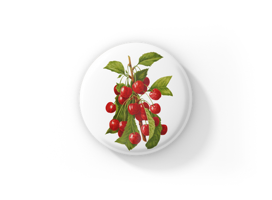 Cherry Pin Back Button, Magnet, Keychain