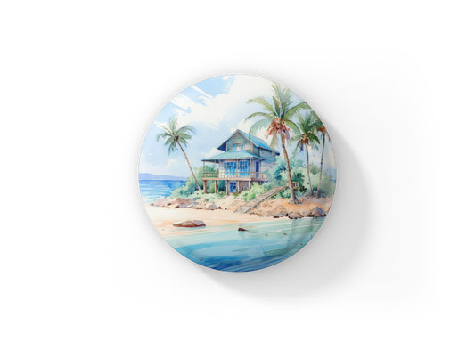 Costal Beach Pin Back Button, Magnet, Keychain