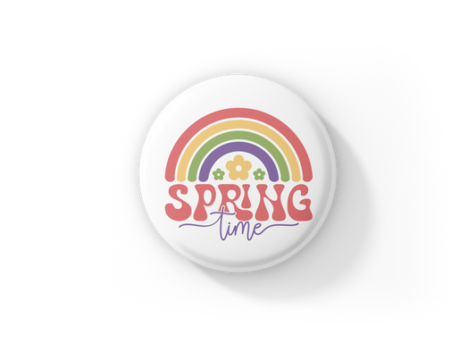 Spring Time Rainbow Pin Back Button, Magnet, Keychain