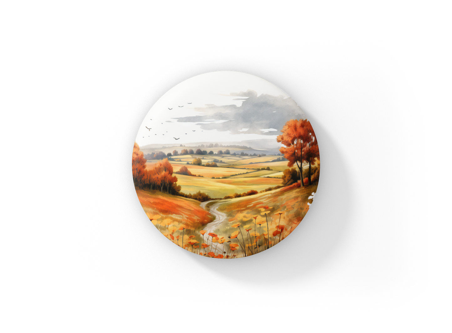 Autumn Fields Pin Back Button, Magnet, Keychain