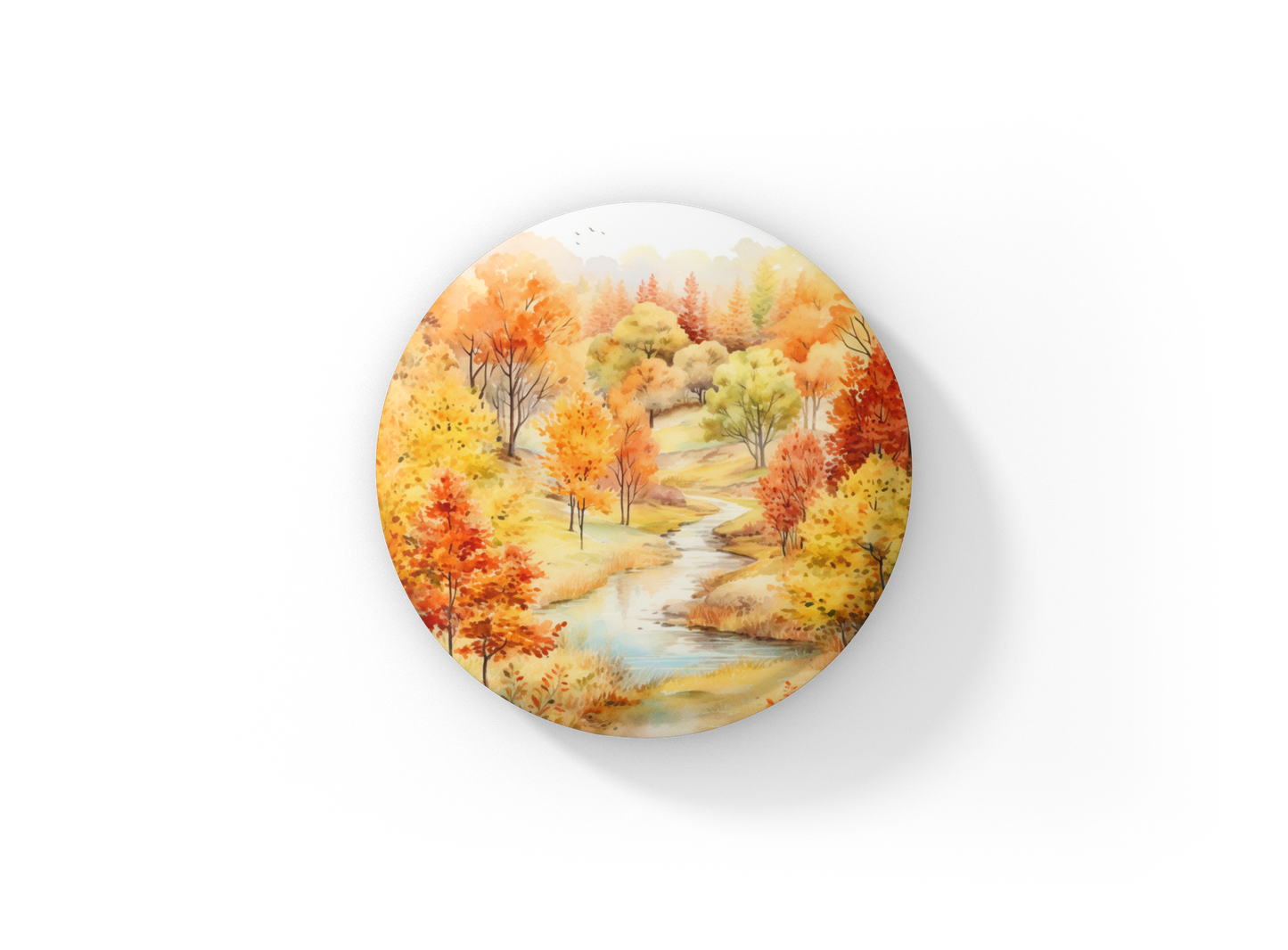 Country Fall Landscape 10 Pin Back Button, Magnet