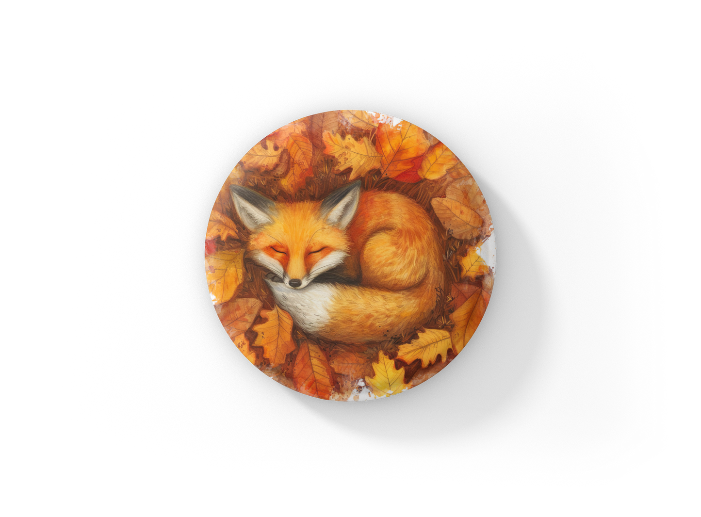 Sleeping Fox 3 Pin Back Button, Magnet