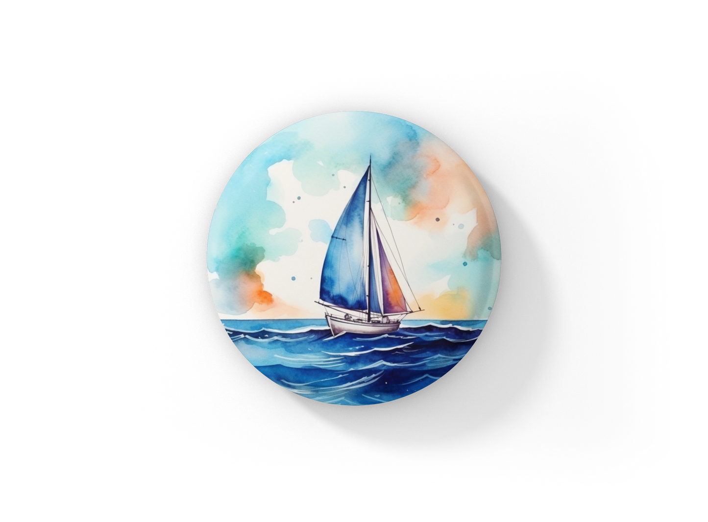 Sail Boat 8 Pin Back Button, Magnet