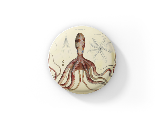 Octopus Pin Back Button, Magnet, Keychain