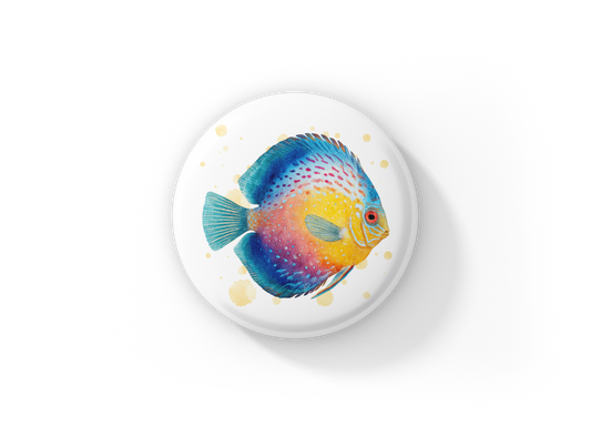 Discus Fish Tropical Fish Pin Back Button, Magnet