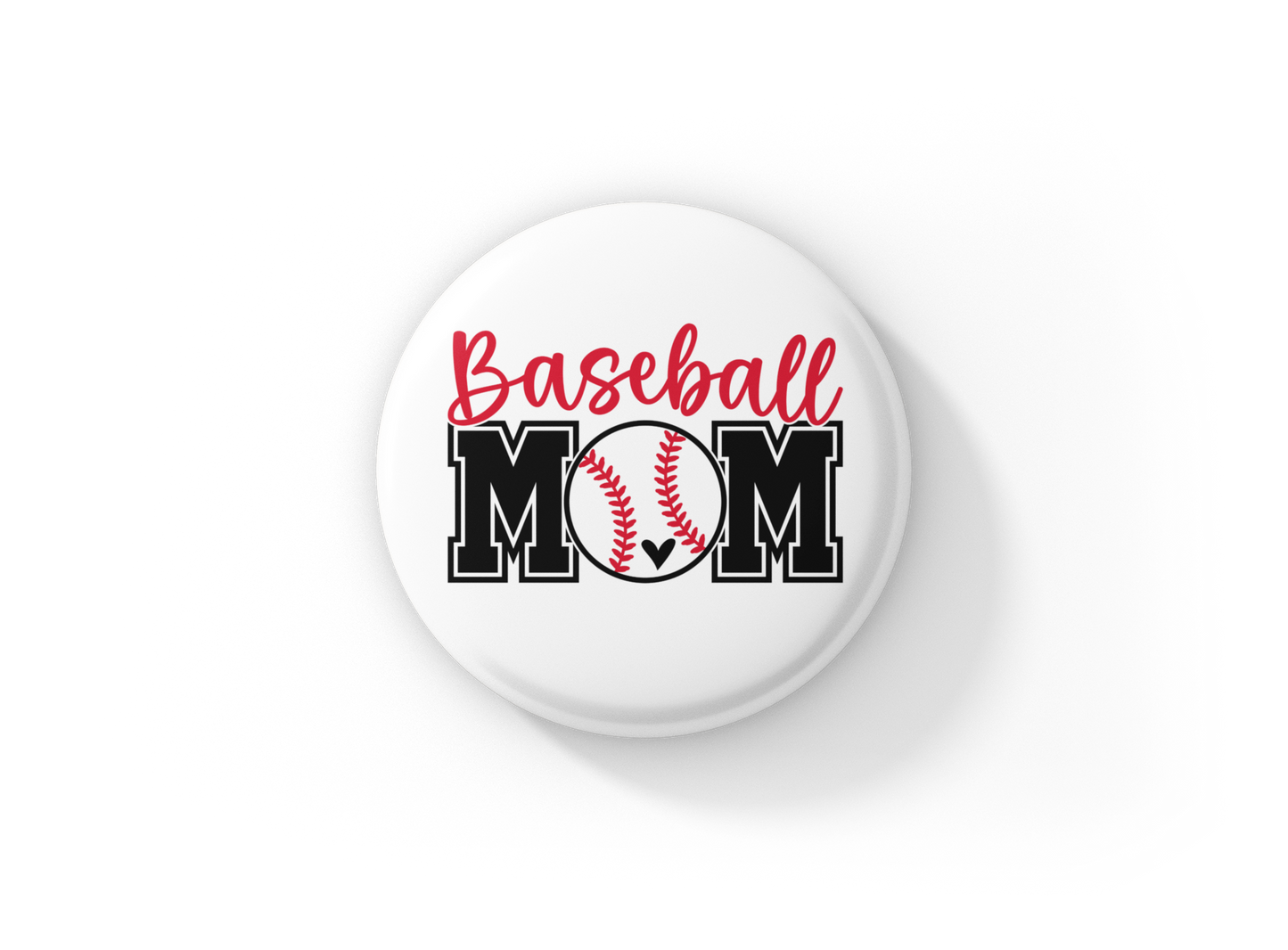 Baseball Mom Pin Back Button, Magnet