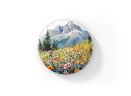 Mountain Wildflower Pin Back Button, Magnet