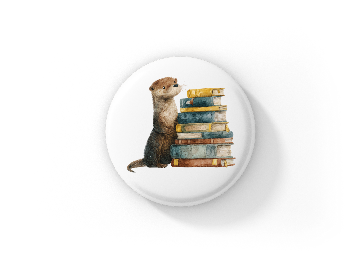 Otter Book Pin Back Button, Magnet