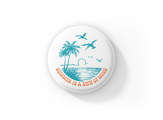 Summer Is A State of Mind Pin Back Button, Magnet