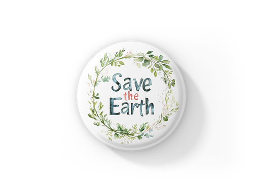 Save The Earth Pin Back Button, Magnet