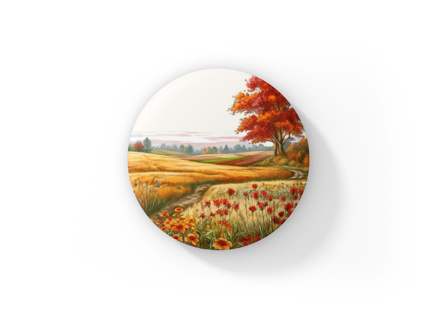 Autumn Fields Pin Back Button, Magnet, Keychain