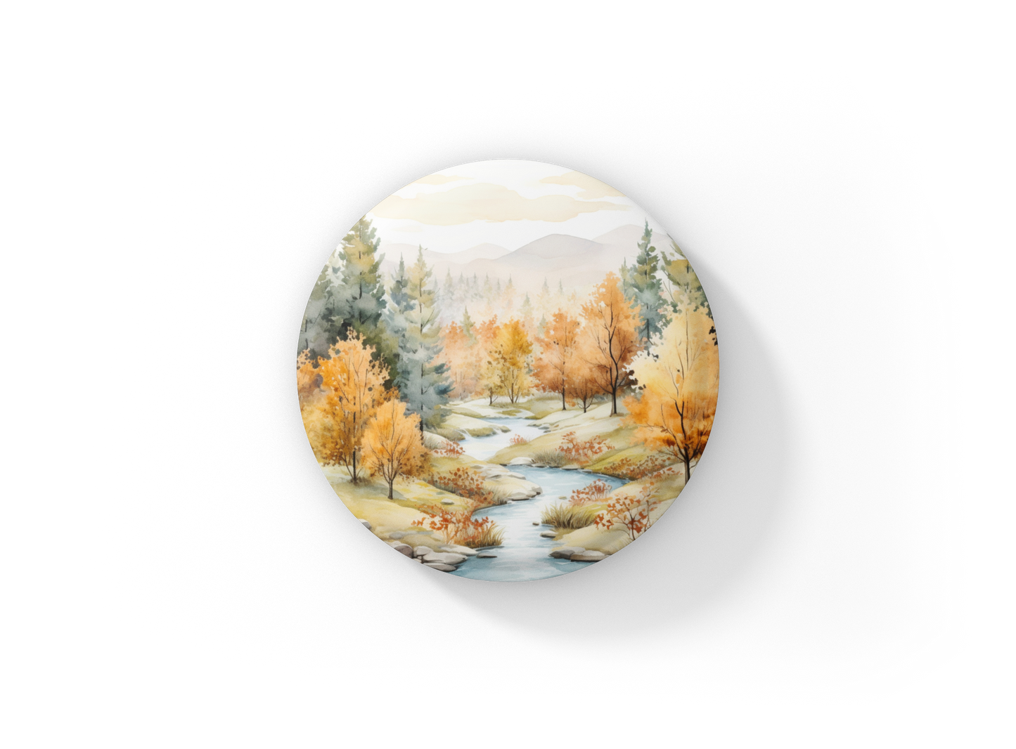 Country Fall Landscape 17 Pin Back Button, Magnet