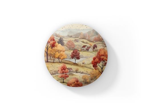 Country Fall Landscape 6 Pin Back Button, Magnet