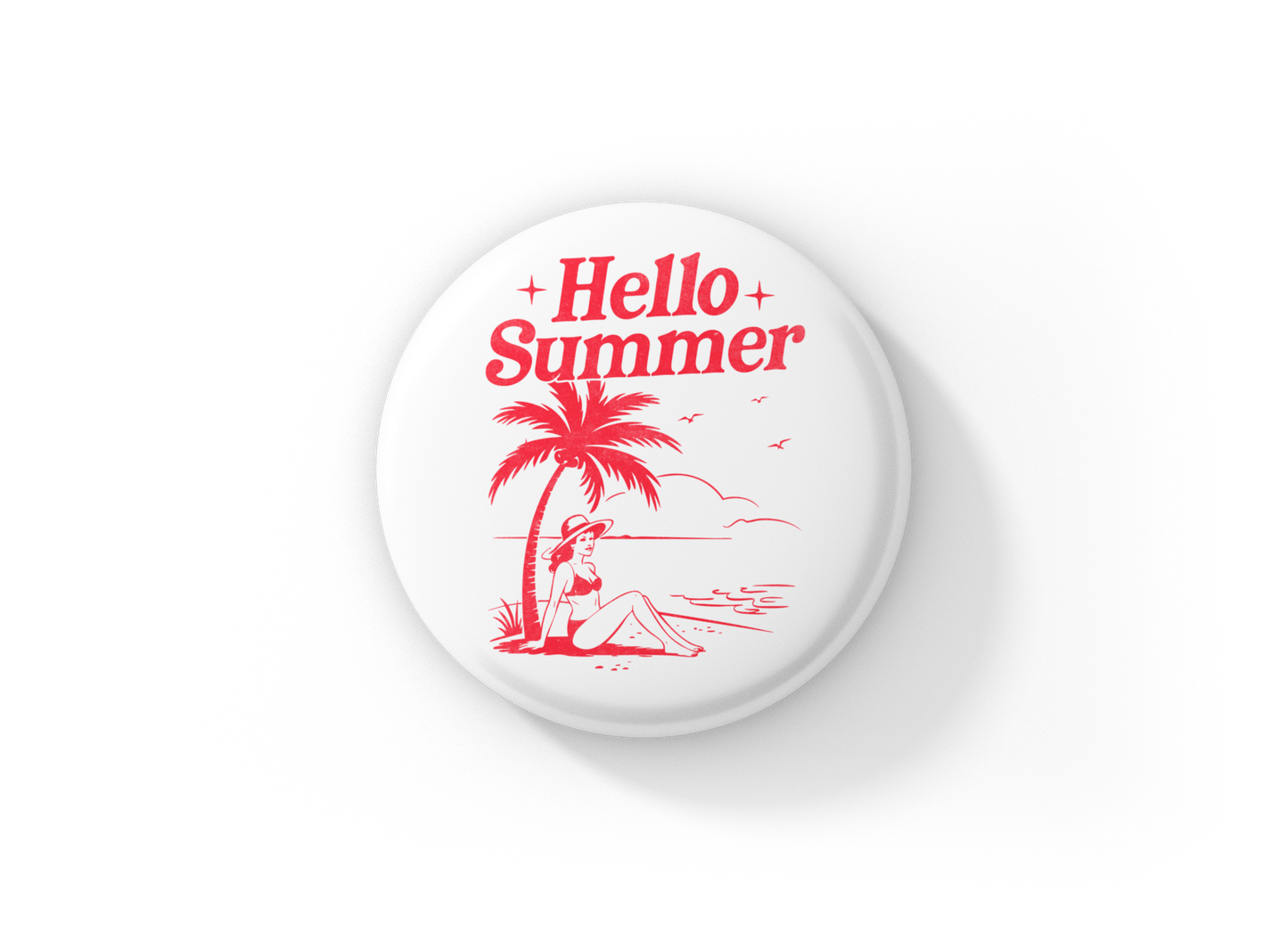 Hello Summer Season Pin Back Button, Magnet
