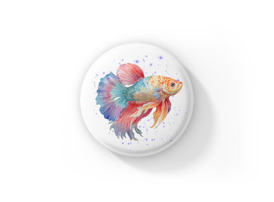 Betta Fish Tropical Fish Pin Back Button, Magnet