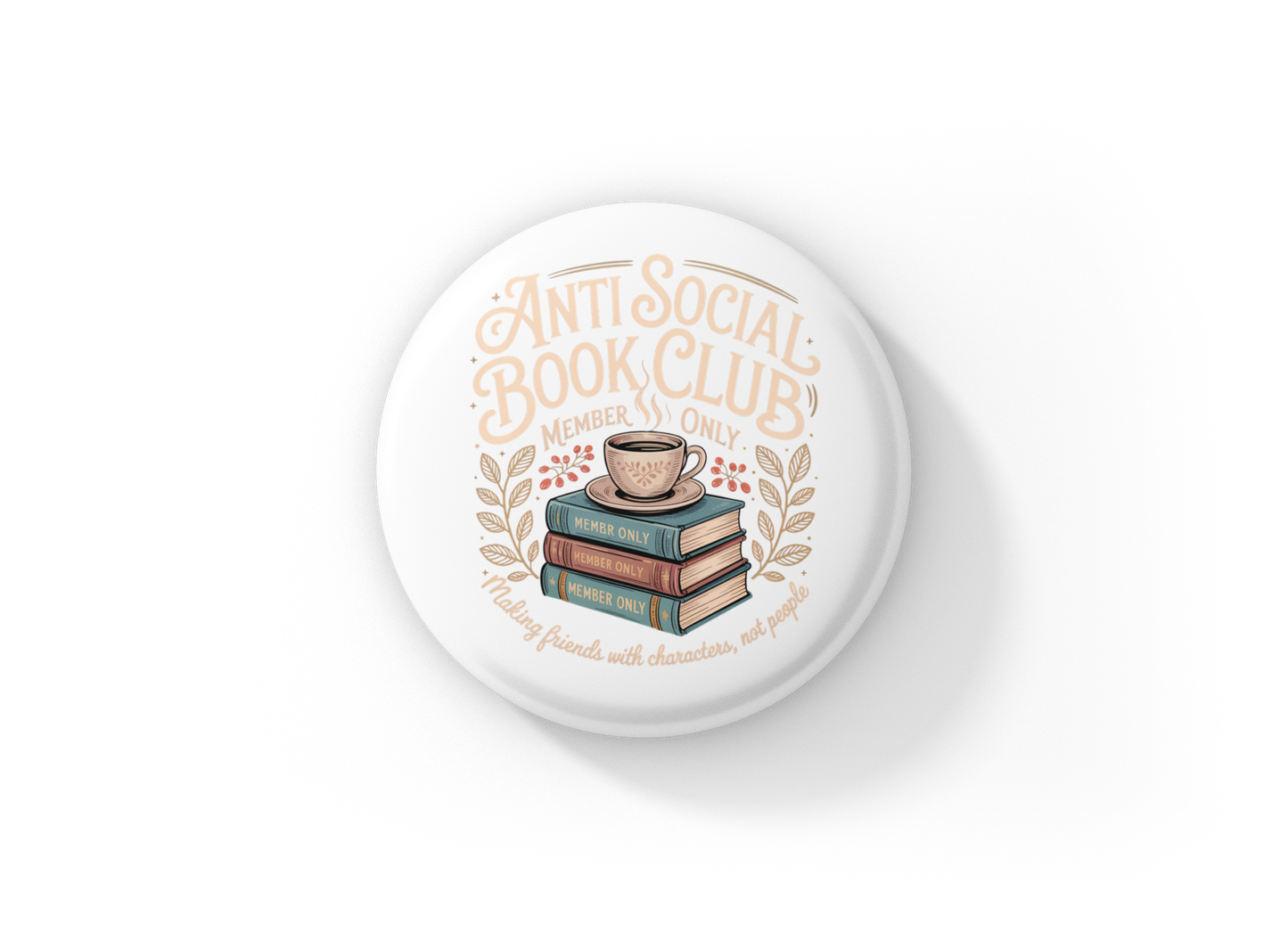 Anti Social Book Club Pin Back Button, Magnet