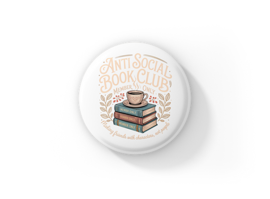 Anti Social Book Club Pin Back Button, Magnet