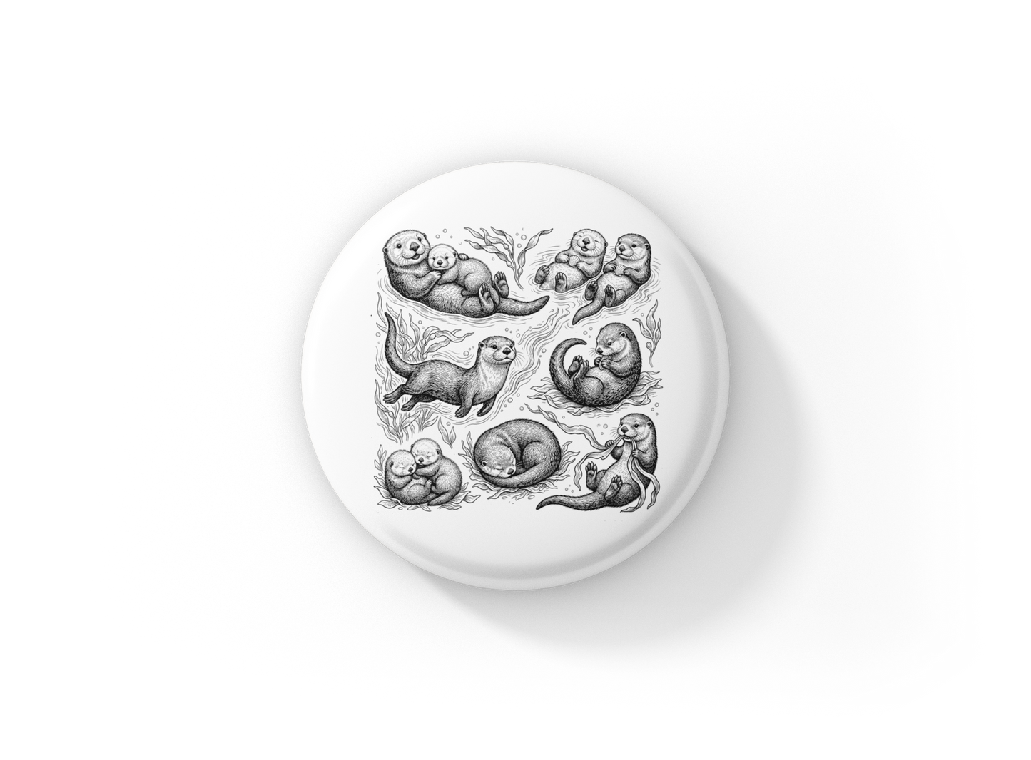 Otters Pin Back Button, Magnet