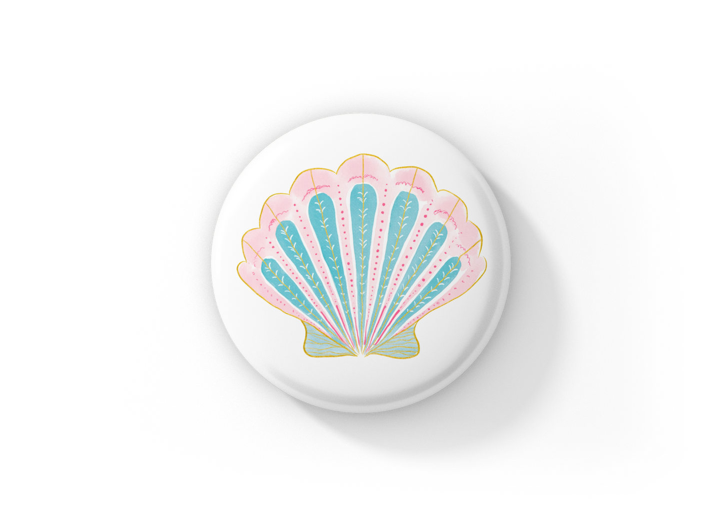 Pink Clamshell Pin Back Button, Magnet