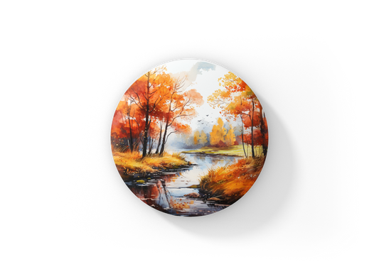 Fall River Landscape Pin Back Button, Magnet, Keychain