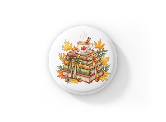 Fall Books Pin Back Button, Magnet