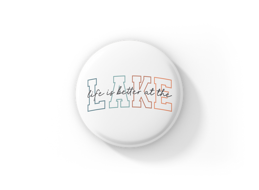 Lake Pin Back Button, Magnet