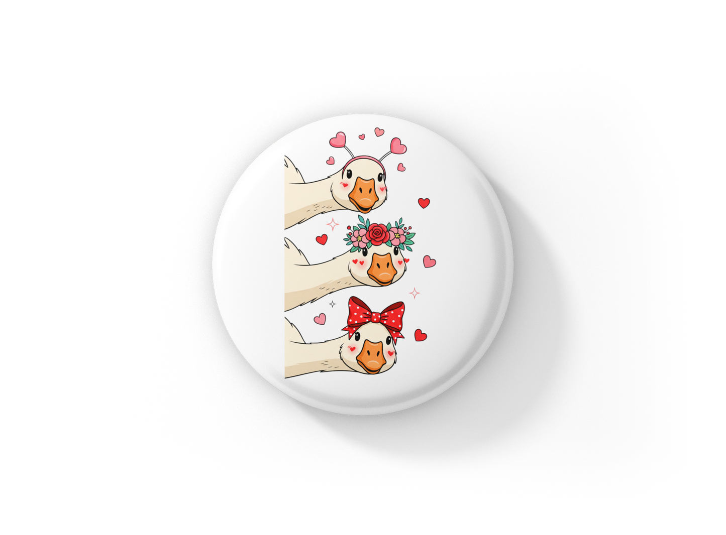 Valentine Goose Pin Back Button, Magnet