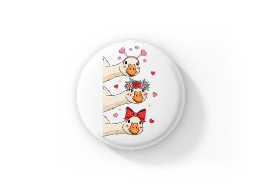 Valentine Goose Pin Back Button, Magnet