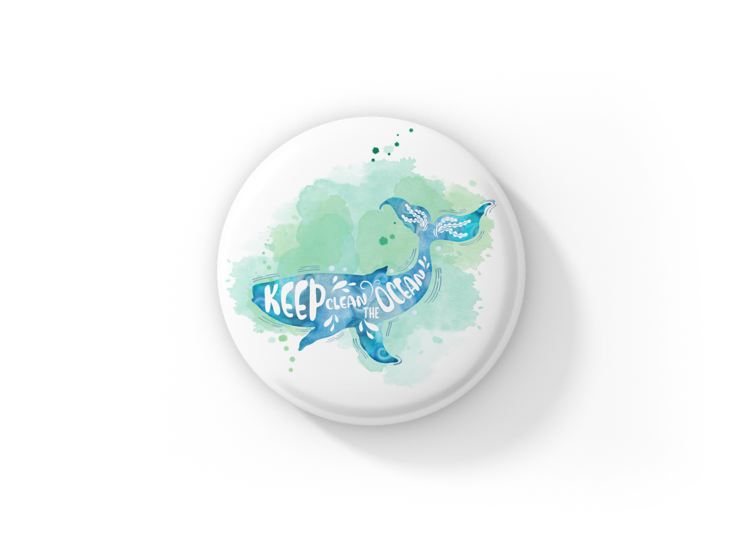 Keep The Ocean Clean Pin Back Button, Magnet, Keychain