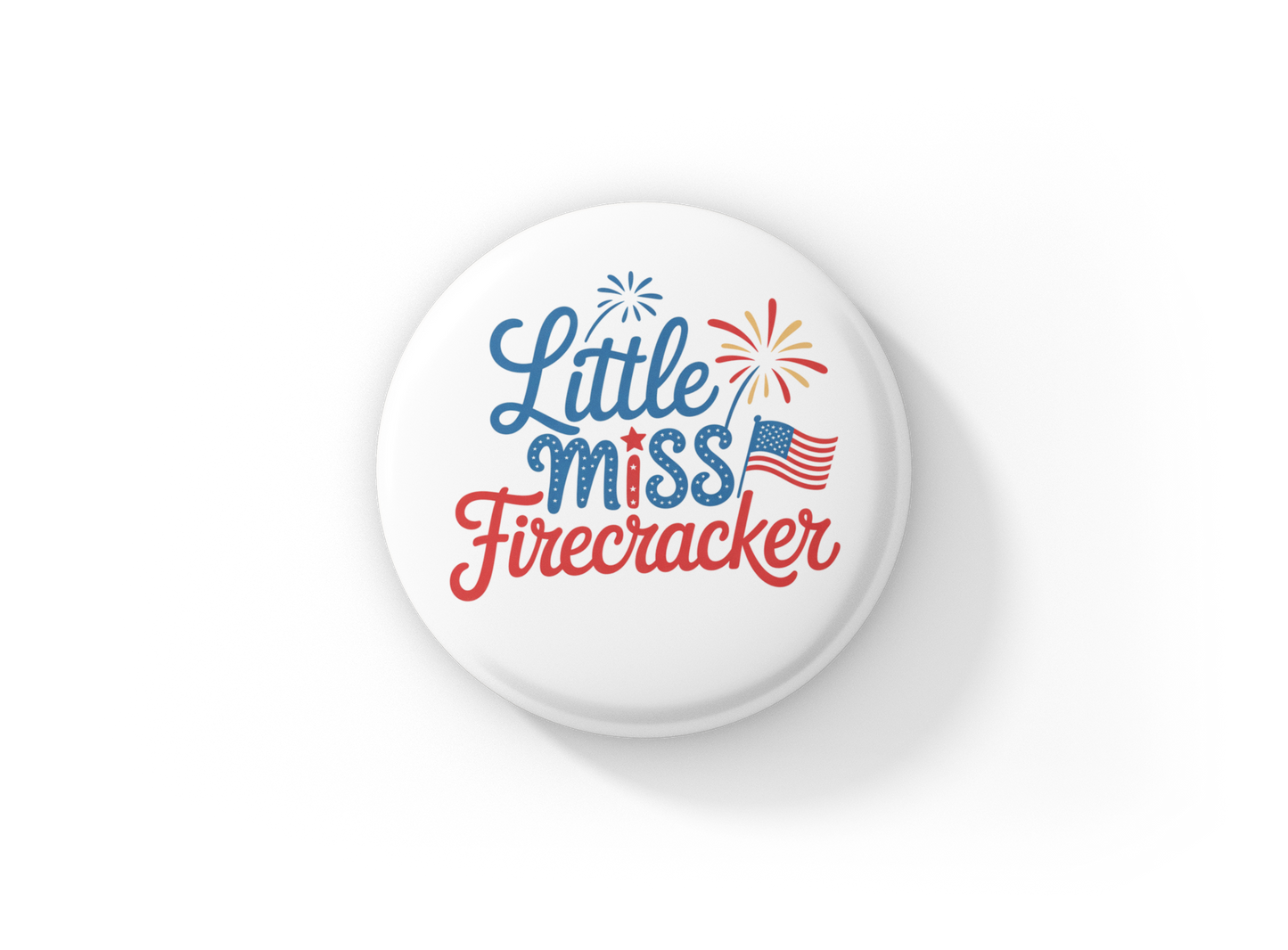 Little Miss Firecracker Pin Back Button, Magnet
