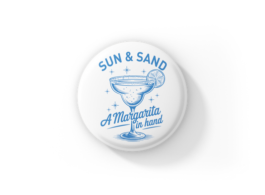 Sun & Sand Pin Back Button, Magnet