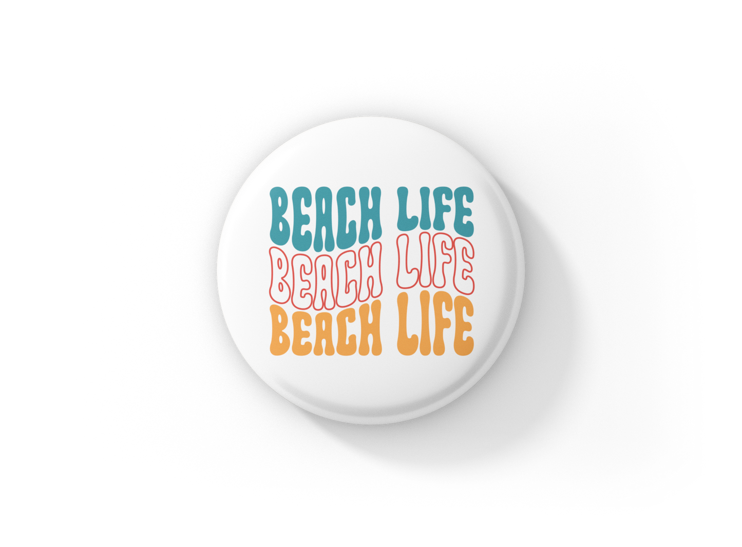 Beach Life Pin Back Button, Magnet
