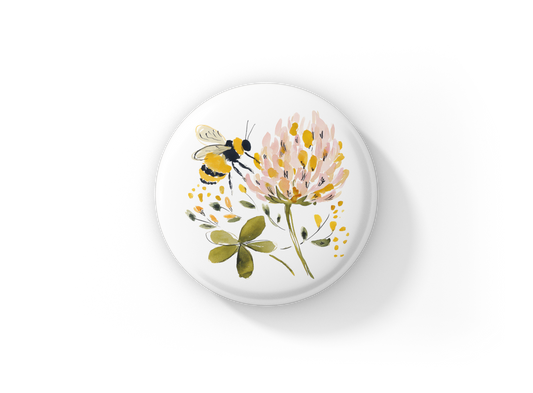 Honey Bee Wildflowers 3 Pin Back Button, Magnet