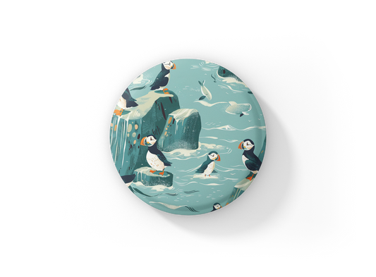 Puffin 4 Pin Back Button, Magnet