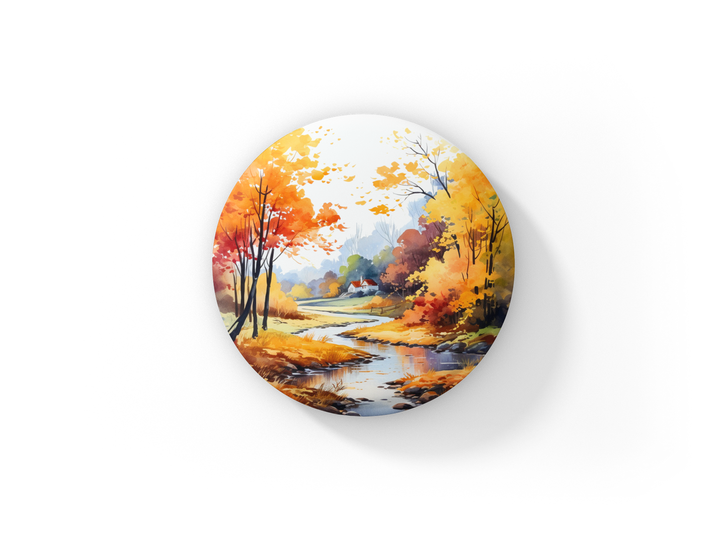 Fall River Landscape Pin Back Button, Magnet, Keychain