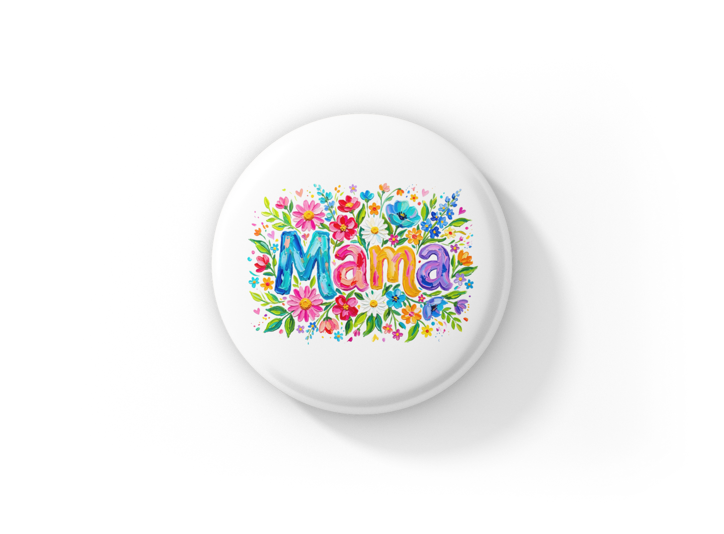 Mama Flowers Pin Back Button, Magnet