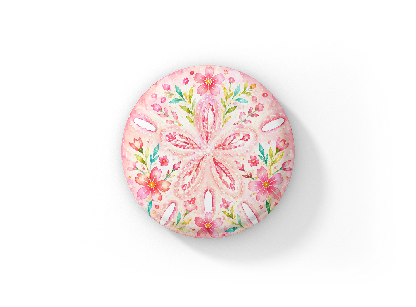 Pink Sand Dollar Pin Back Button, Magnet