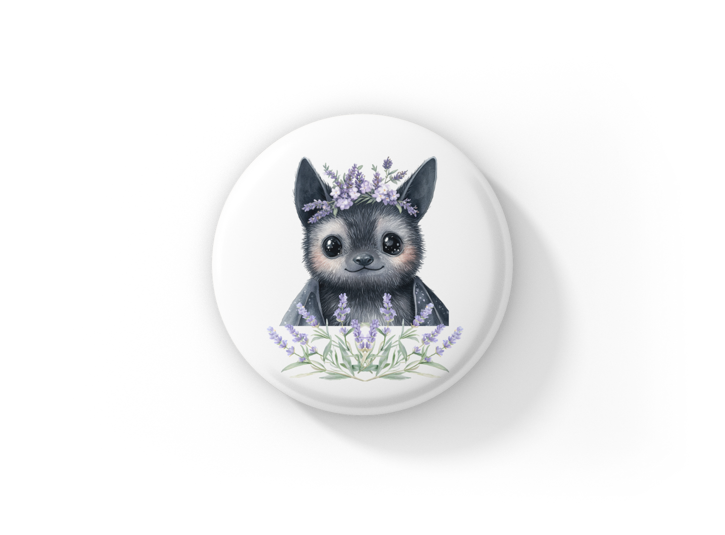 Lavender Bat 2 Pin Back Button, Magnet
