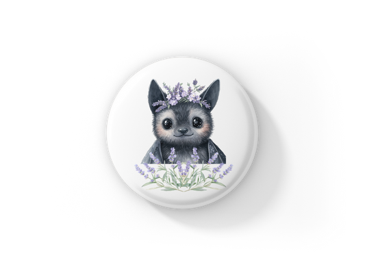 Lavender Bat 2 Pin Back Button, Magnet