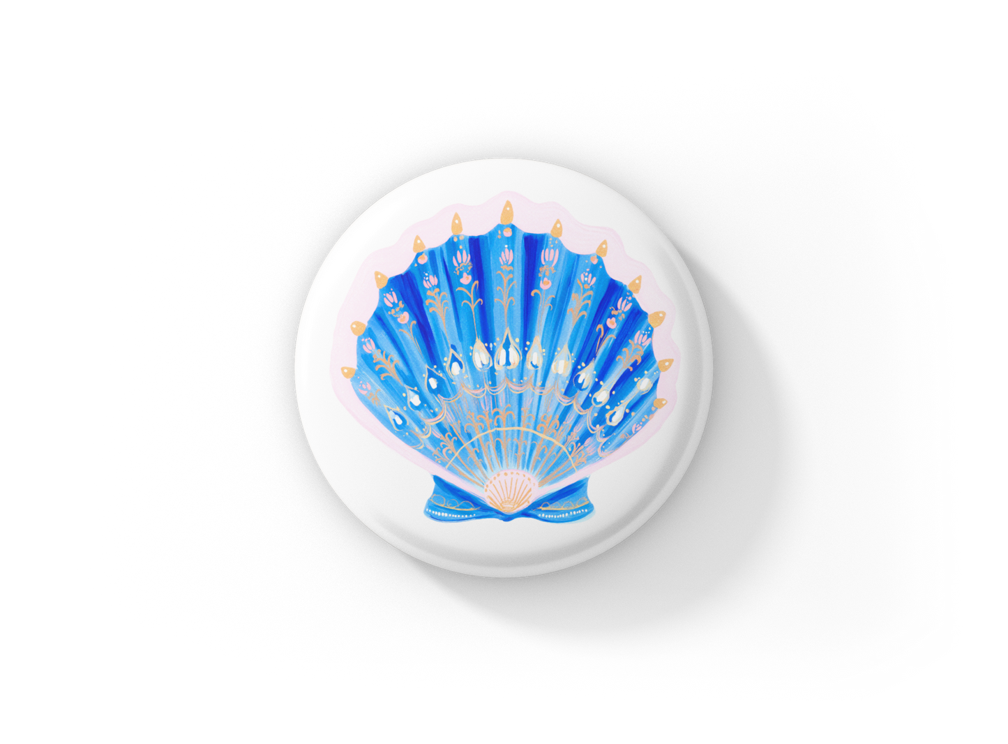 Blue Shell Pin Back Button, Magnet