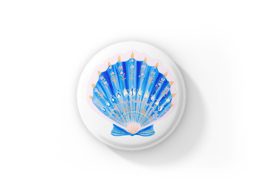 Blue Shell Pin Back Button, Magnet